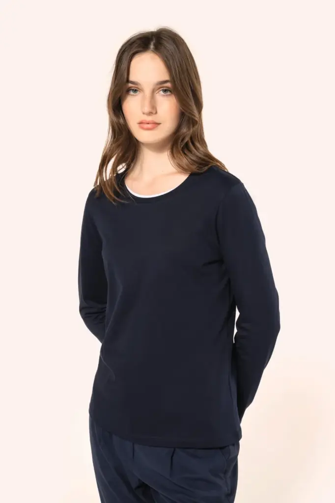 Supima® dames-T-shirt ronde hals lange mouwen
