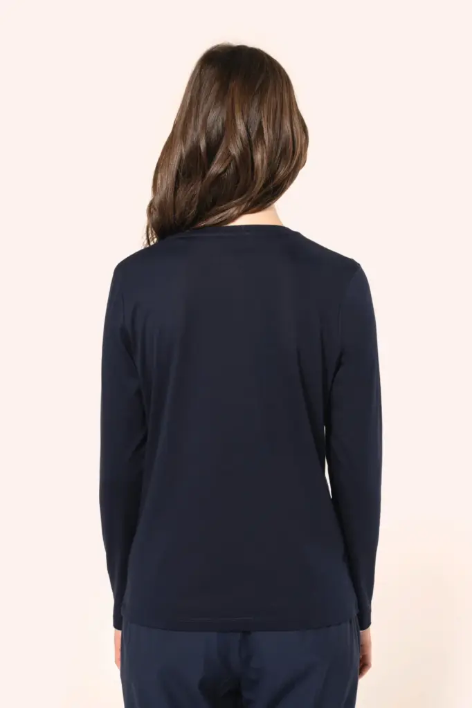 Supima® dames-T-shirt ronde hals lange mouwen — productfoto 2