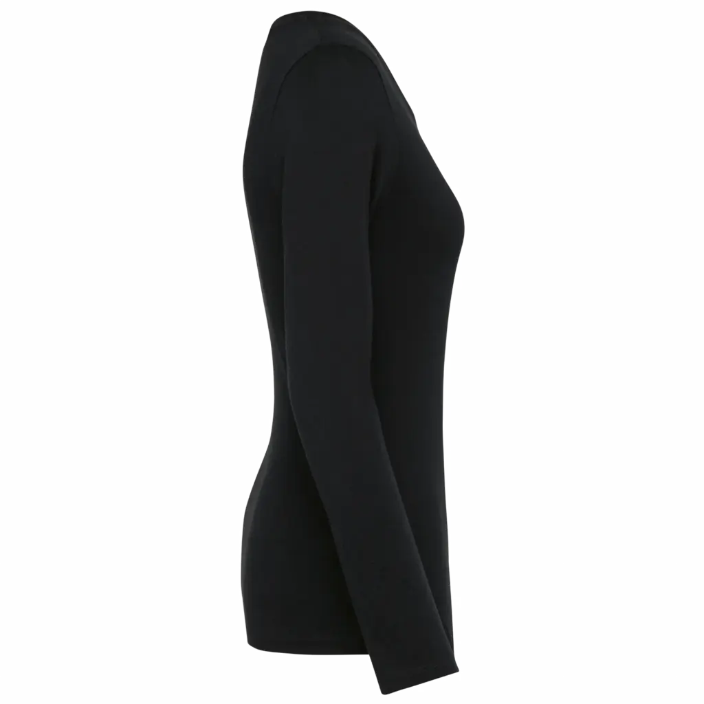 Supima® dames-T-shirt ronde hals lange mouwen, black — productfoto 5