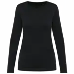 Supima® dames-T-shirt ronde hals lange mouwen, black — productfoto 6