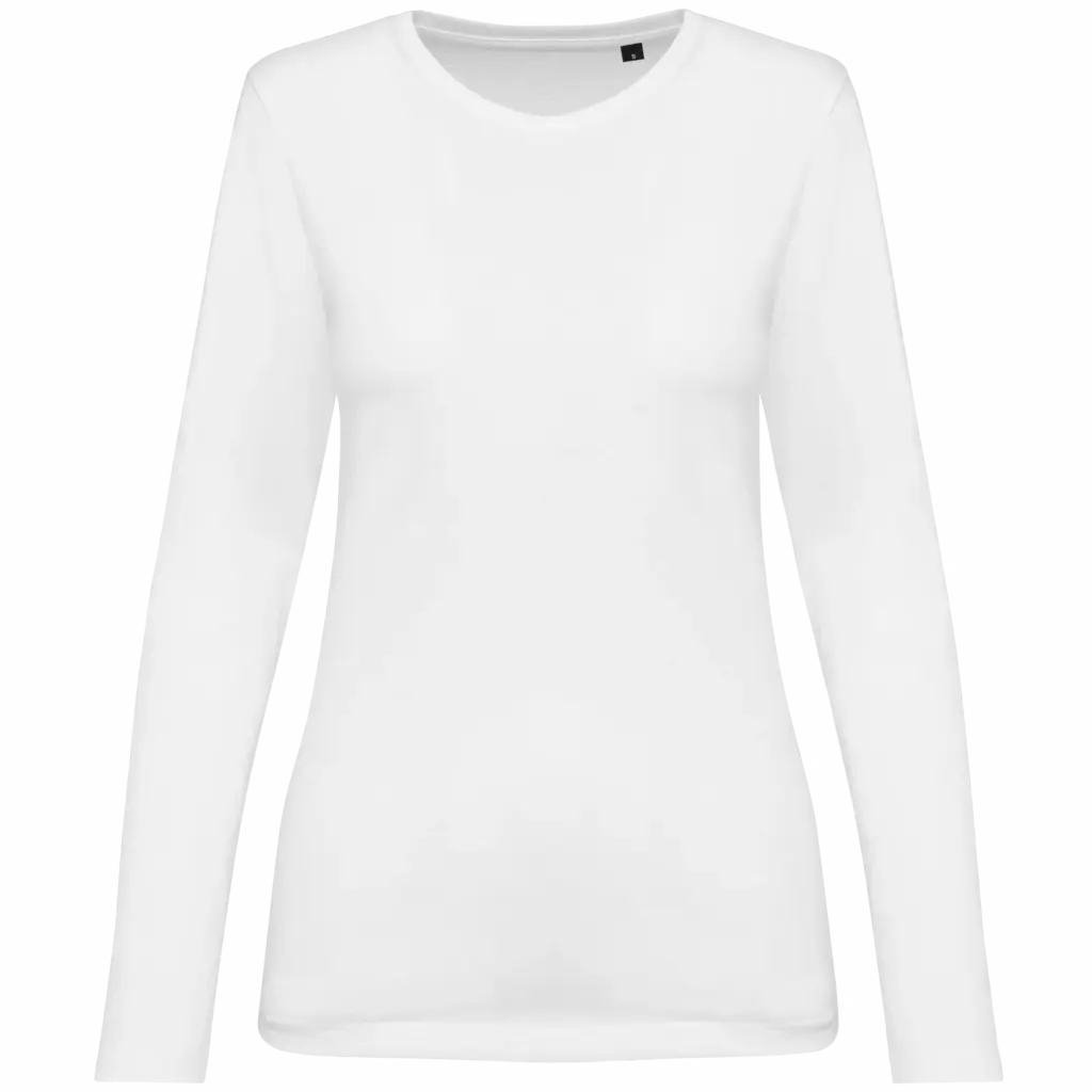 Supima® dames-T-shirt ronde hals lange mouwen, white — productfoto 8