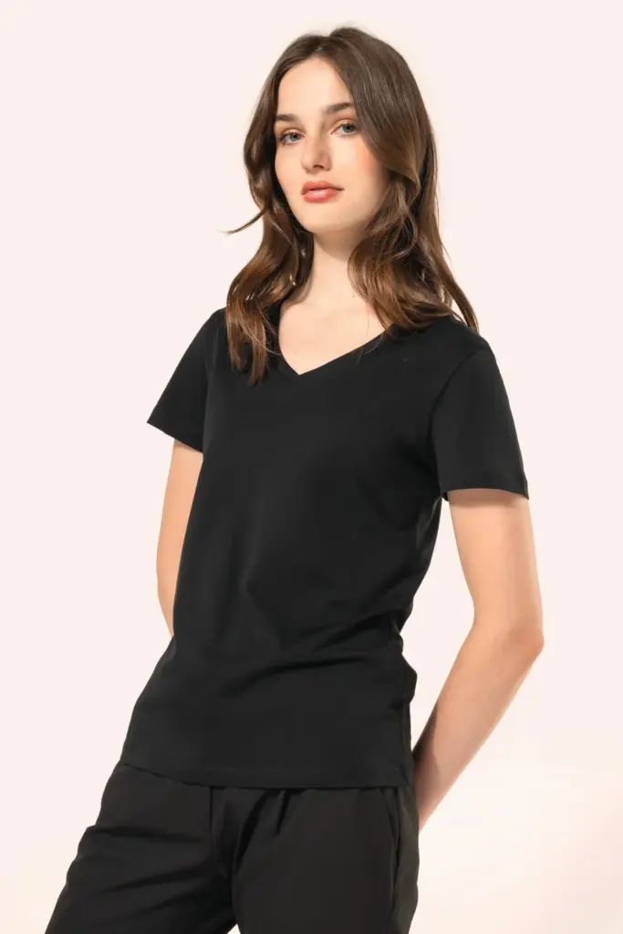 Supima® dames-T-shirt V-hals korte mouwen