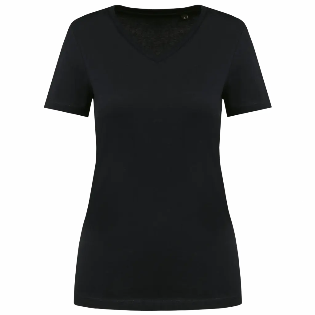 Supima® dames-T-shirt V-hals korte mouwen, black — productfoto 6