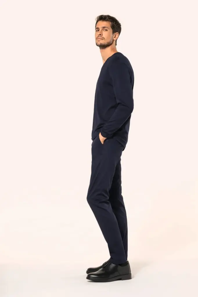 PK306-5_2026 - Hidalgo-werbeartikel Supima® heren-T-shirt V-hals lange mouwen — productfoto 3