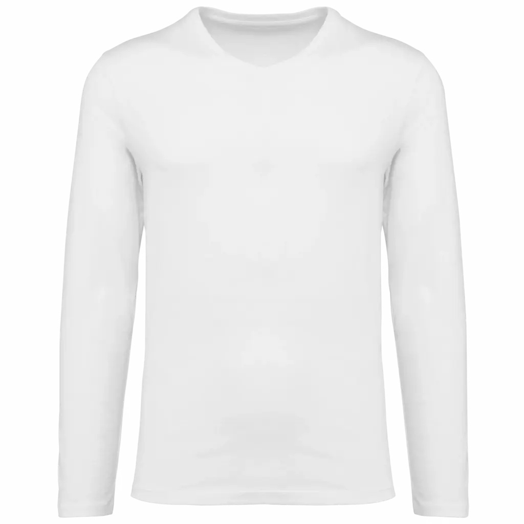 Supima® heren-T-shirt V-hals lange mouwen, white — productfoto 8