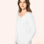 Supima® dames-T-shirt V-hals lange mouwen