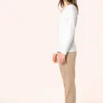 Supima® dames-T-shirt V-hals lange mouwen — productfoto 3