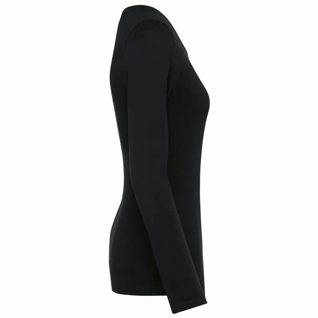 Supima® dames-T-shirt V-hals lange mouwen, black — productfoto 5