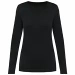 Supima® dames-T-shirt V-hals lange mouwen, black — productfoto 6
