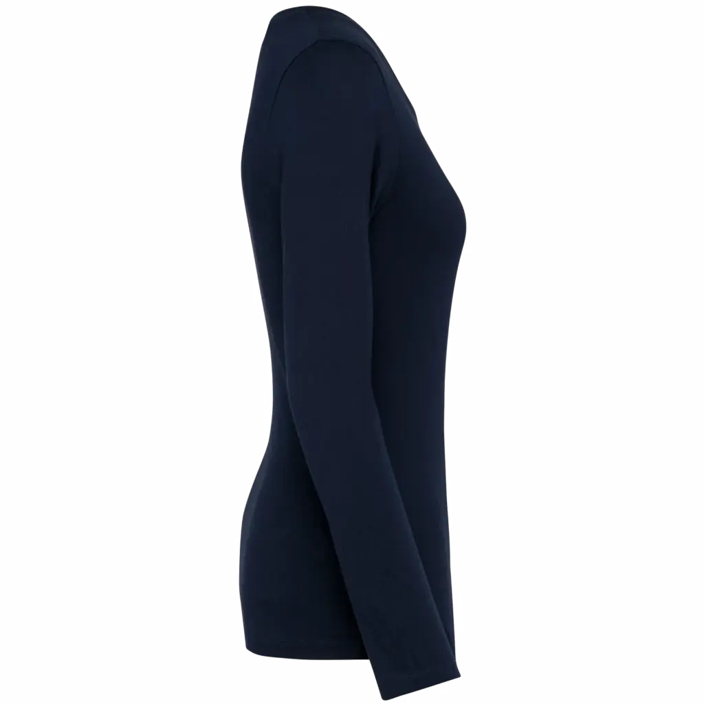 Supima® dames-T-shirt V-hals lange mouwen, deep navy — productfoto 6