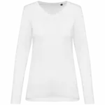 Supima® dames-T-shirt V-hals lange mouwen, white — productfoto 8