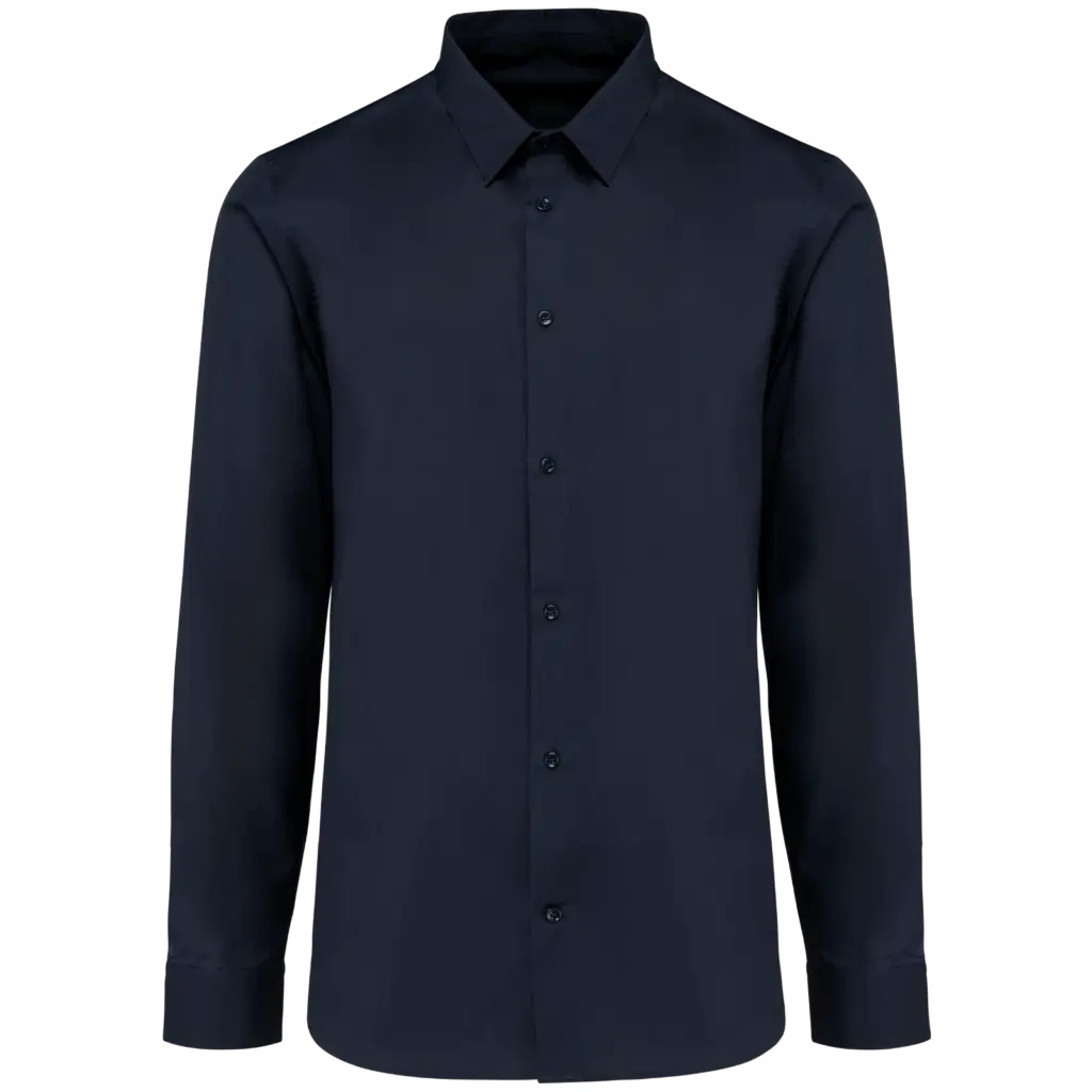 Popeline Herenoverhemd met lange mouwen, essential dark navy — productfoto 7