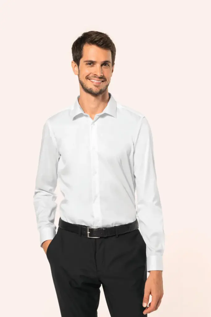 Herenoverhemd van twill met lange mouwen