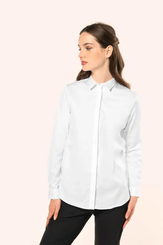 Damesoverhemd van twill met lange mouwen — productfoto 3