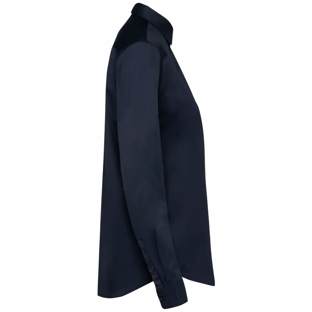 Damesoverhemd van twill met lange mouwen, navy — productfoto 7