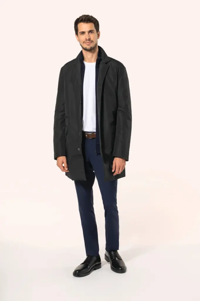 PK602-3_2026 - Hidalgo-werbeartikel Gestructureerde trenchcoat voor heren — productfoto 3