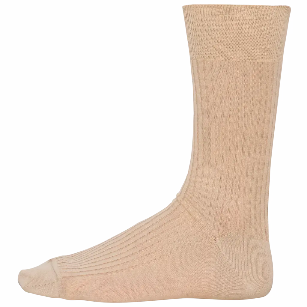 Herensokken 4x2 ribboord katoen fil d'Écosse, beige — productfoto 3