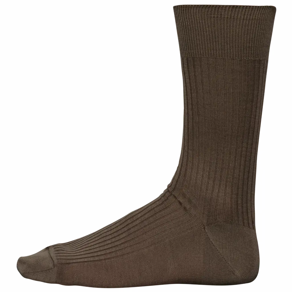 Herensokken 4x2 ribboord katoen fil d'Écosse, chocolate — productfoto 5