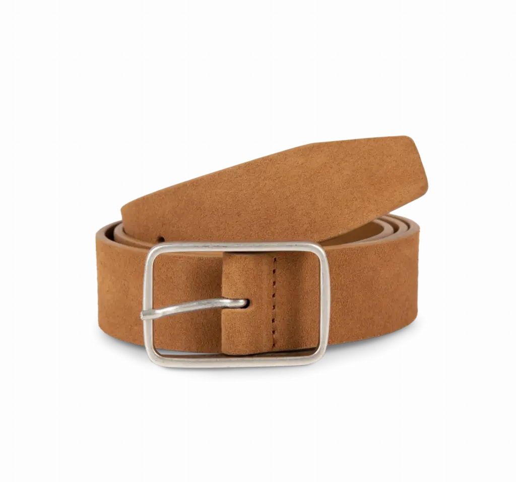 Suede leren riem, cognac — productfoto 5
