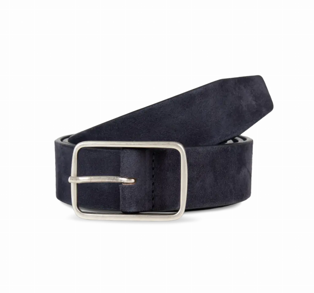 Suede leren riem, deep navy — productfoto 6