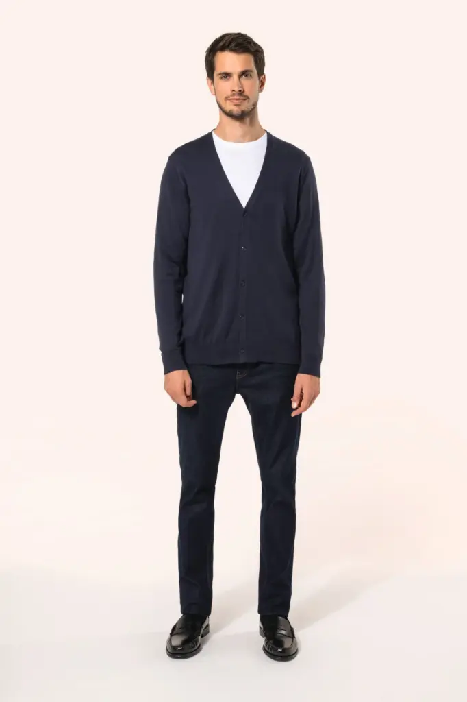 PK902-8_2026 - Hidalgo-werbeartikel Heren Supima® cardigan — productfoto 3