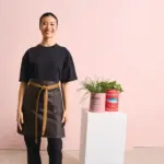 Division - Waxed look denim waist apron — productfoto 2