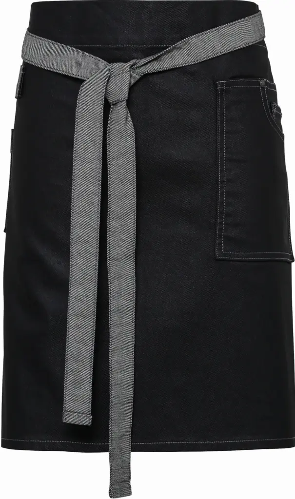 Division - Waxed look denim waist apron, black denim — productfoto 6