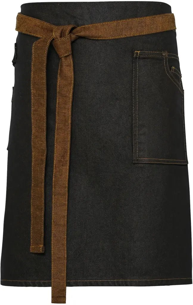 Division - Waxed look denim waist apron, black / tan denim — productfoto 5