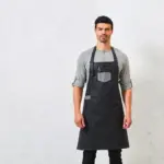 Division - Waxed look denim bib apron with faux leather — productfoto 3