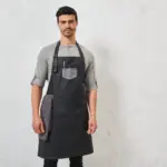 Division - Waxed look denim bib apron with faux leather — productfoto 4