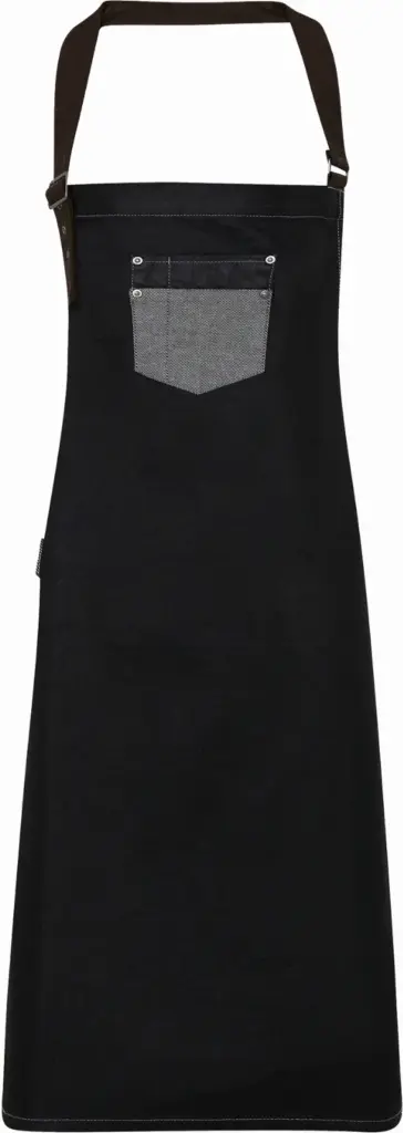 PS_PR136_BLACKDENIM - Hidalgo-werbeartikel Division - Waxed look denim bib apron with faux leather, black denim — productfoto 6