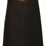 Division - Waxed look denim bib apron with faux leather, black / tan denim — productfoto 5