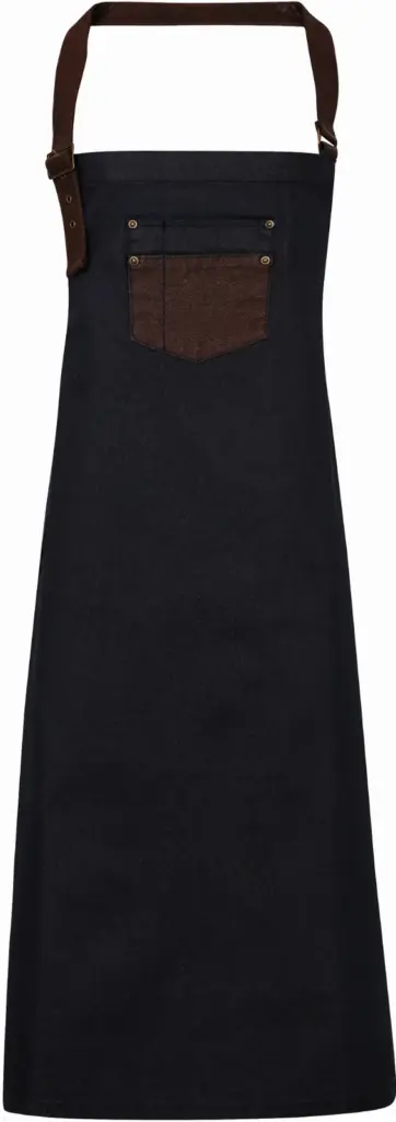 PS_PR136_INDIGO-BROWNDENIM - Hidalgo-werbeartikel Division - Waxed look denim bib apron with faux leather, indigo / brown denim — productfoto 7