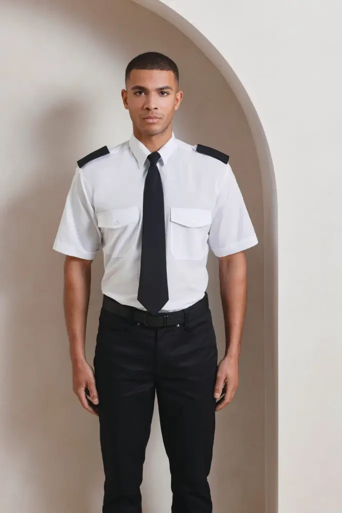 PR212_2025 - Hidalgo-werbeartikel Pilot Short Sleeved Shirt — productfoto 2