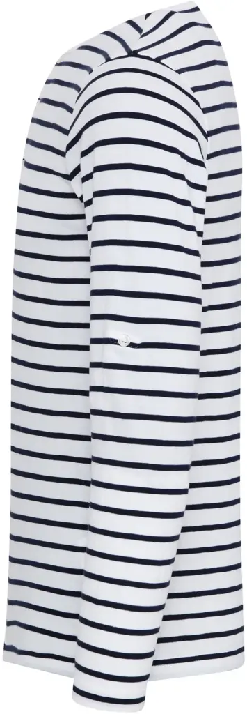 PS_PR218-S_WHITE-NAVY - Hidalgo-werbeartikel Long John - Men's roll sleeve T-shirt, white / navy — productfoto 7