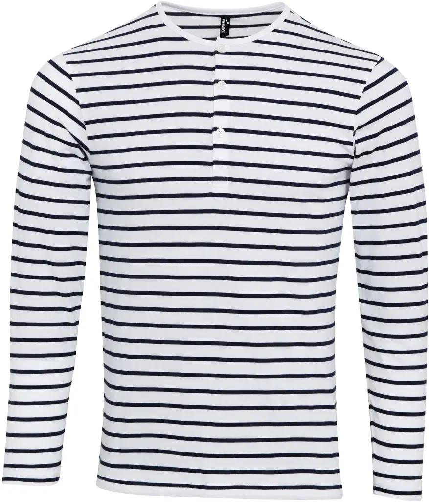 Long John - Men's roll sleeve T-shirt, white / navy — productfoto 8