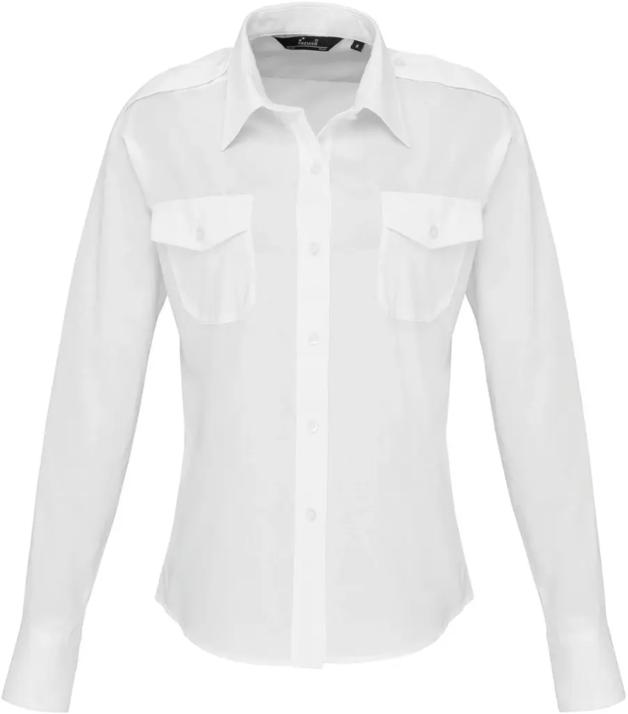 PS_PR310_WHITE - Hidalgo-werbeartikel Ladies' Long Sleeve Pilot Shirt, white — productfoto 4