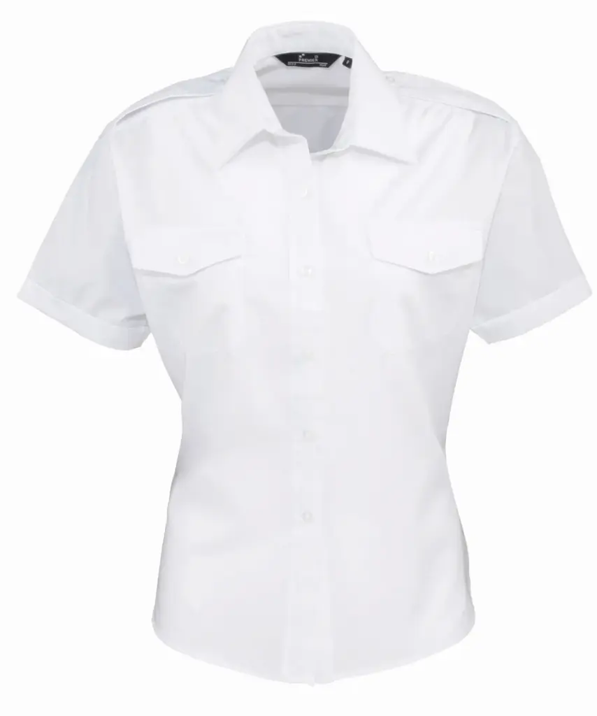 Ladies Pilot Short Sleeved Shirt, white — productfoto 3