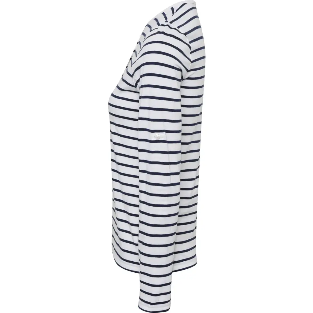 Long John - Women's roll sleeve T-shirt, white / navy — productfoto 7