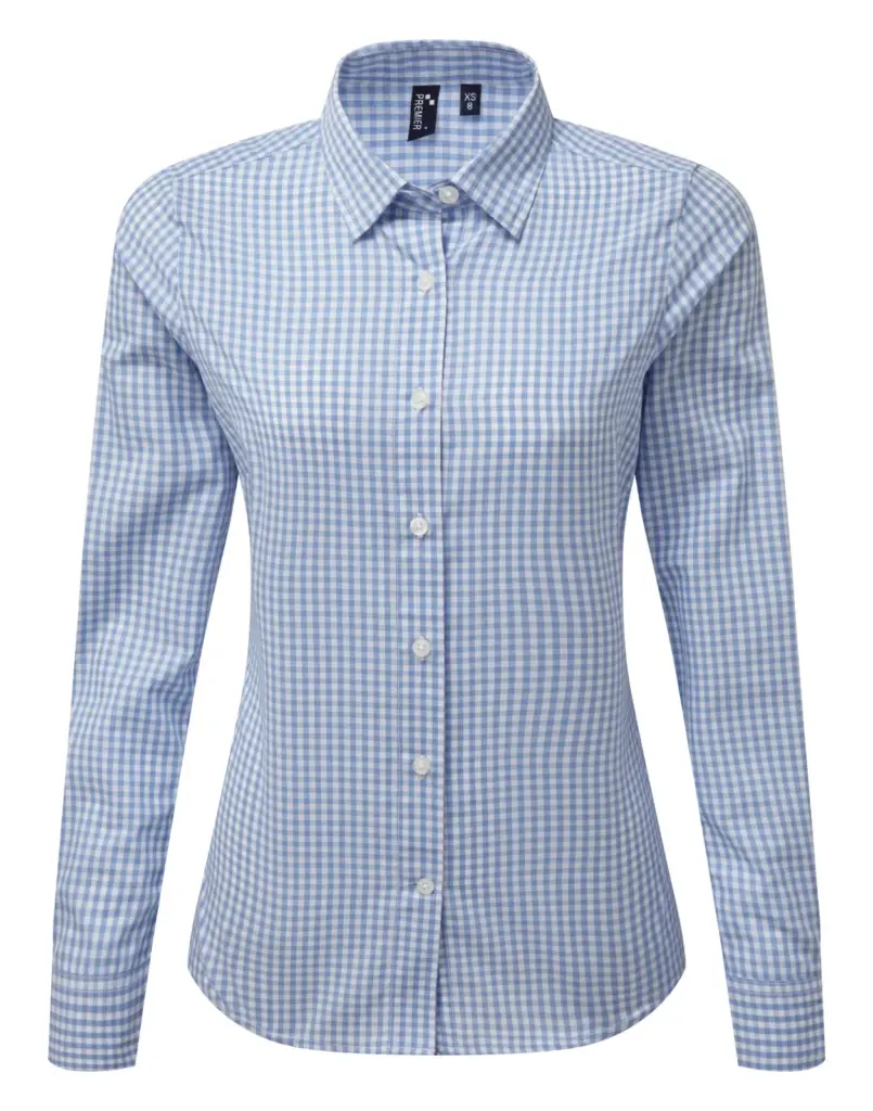 PS_PR352_LIGHTBLUE-WHITE - Hidalgo-werbeartikel Overhemd met grote vichyruiten, light blue / white — productfoto 4