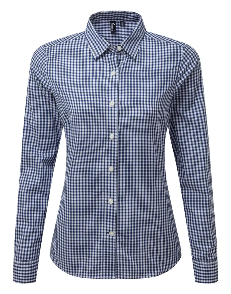 PS_PR352_NAVY-WHITE - Hidalgo-werbeartikel Overhemd met grote vichyruiten, navy / white — productfoto 5