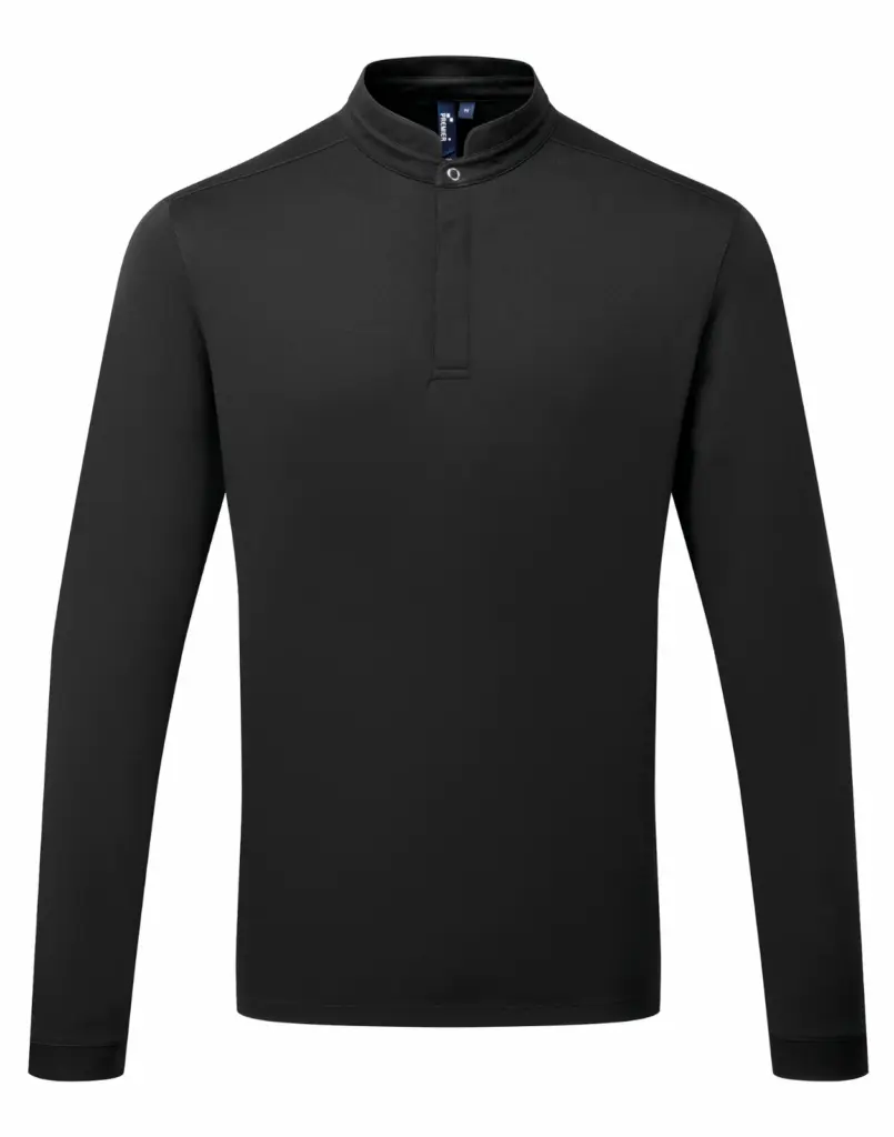 PS_PR647_BLACK - Hidalgo-werbeartikel Coolchecker Essential kokspolo met lange mouwen, black — productfoto 4
