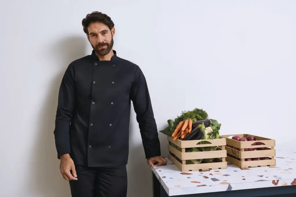 PR665_2026 - Hidalgo-werbeartikel Long Sleeve Press Stud Chef's Jacket — productfoto 2