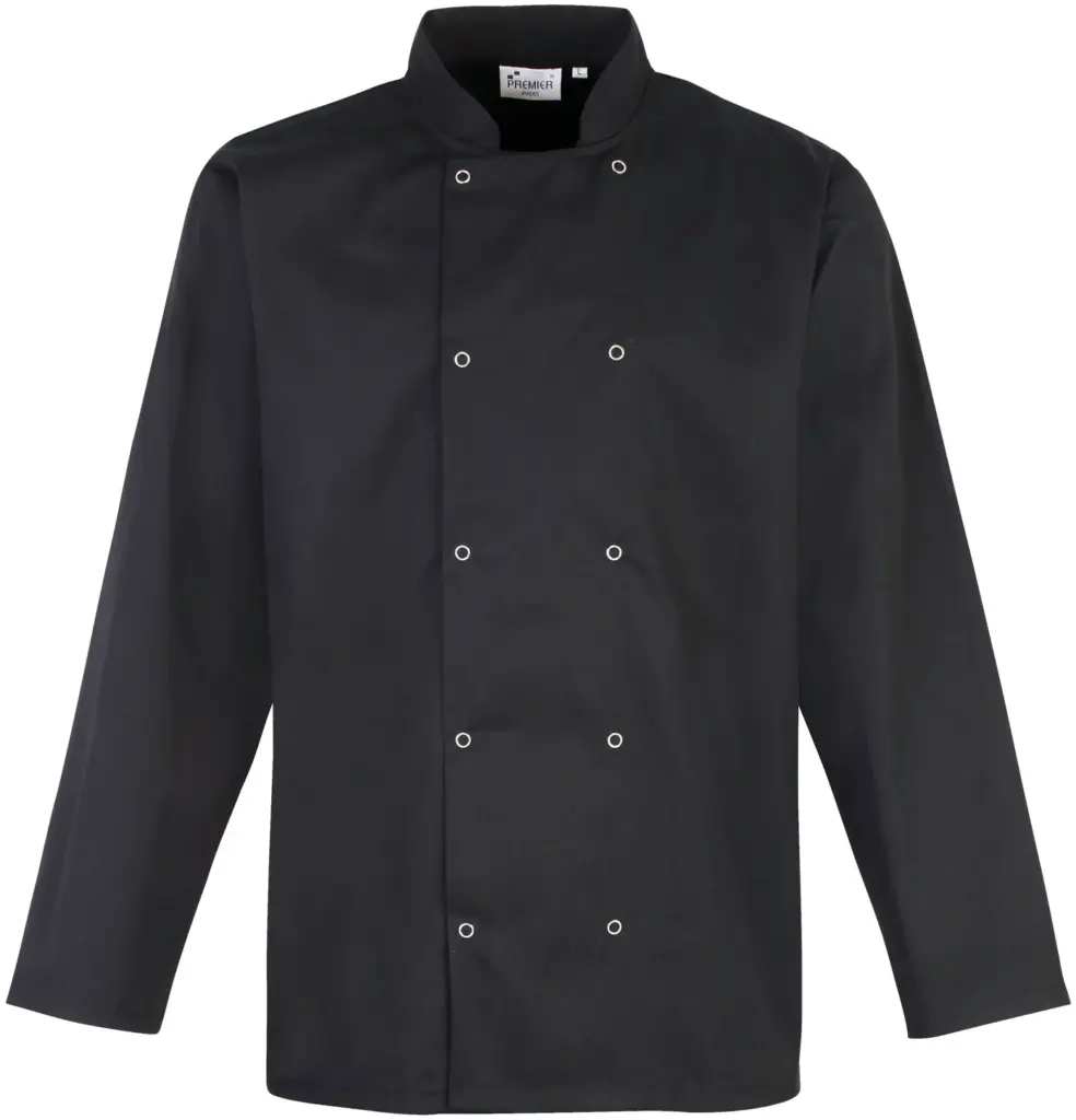 Long Sleeve Press Stud Chef's Jacket, black — productfoto 6