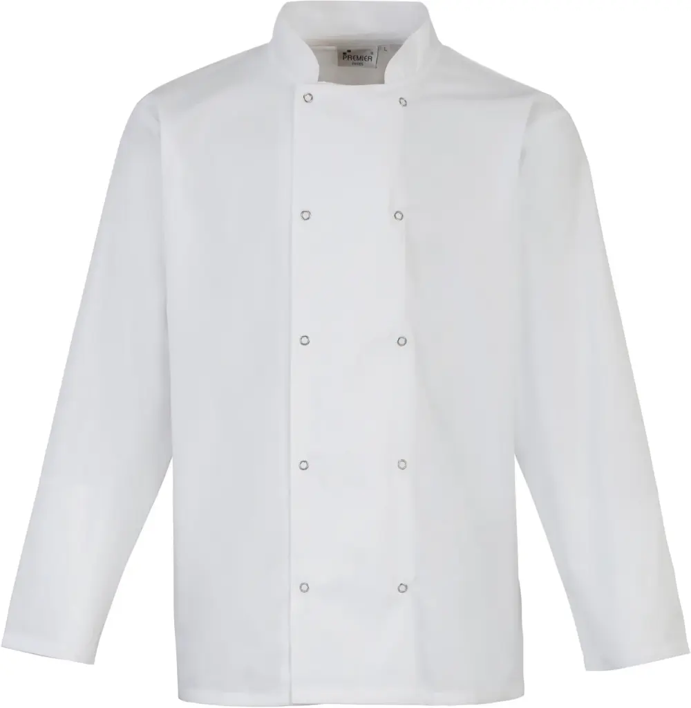 PS_PR665_WHITE - Hidalgo-werbeartikel Long Sleeve Press Stud Chef's Jacket, white — productfoto 5
