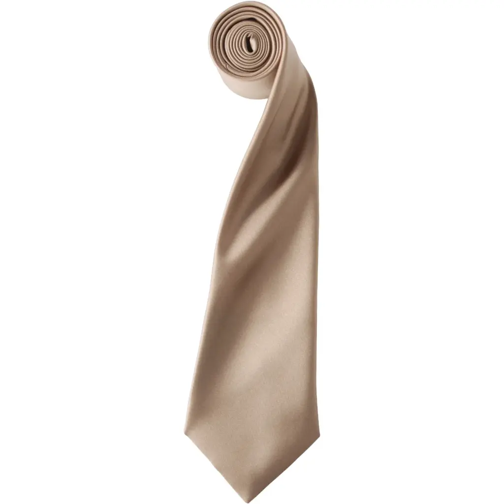 PS_PR750_KHAKIBEIGE - Hidalgo-werbeartikel Satijnen stropdas, khaki beige — productfoto 11
