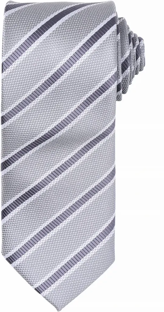PS_PR783_SILVER-DARKGREY - Hidalgo-werbeartikel Stropdas "Waffle Stripe", silver / dark grey — productfoto 12