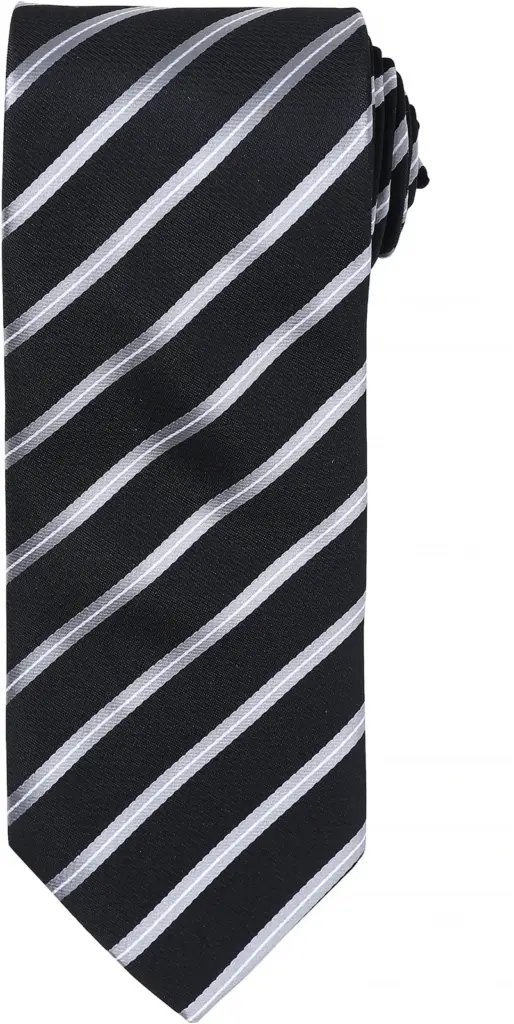 Stropdas "Sports Stripe", black / silver — productfoto 3