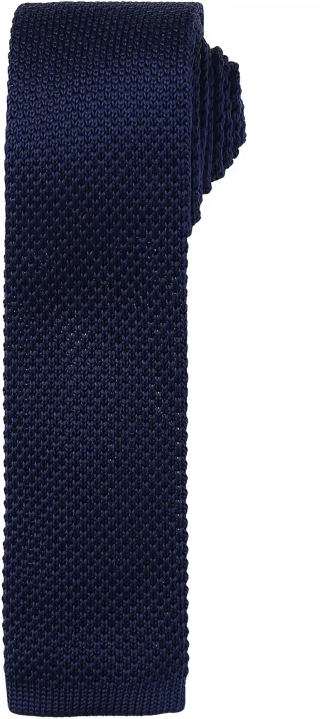Smalle gebreide stropdas, navy — productfoto 4