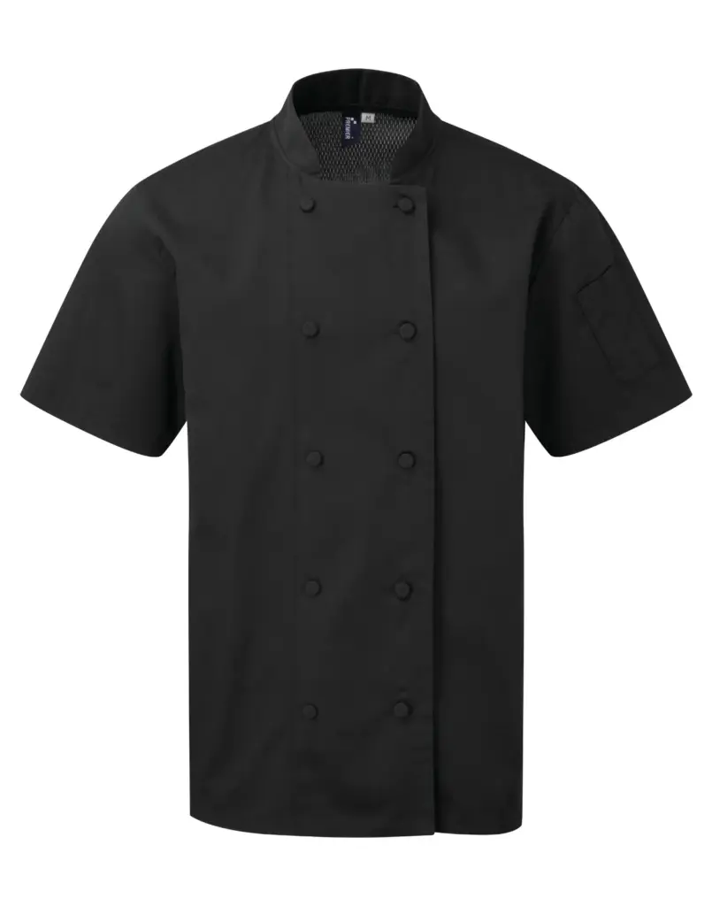 PS_PR902_BLACK - Hidalgo-werbeartikel Coolchecker® koksjas met korte mouwen, black — productfoto 5